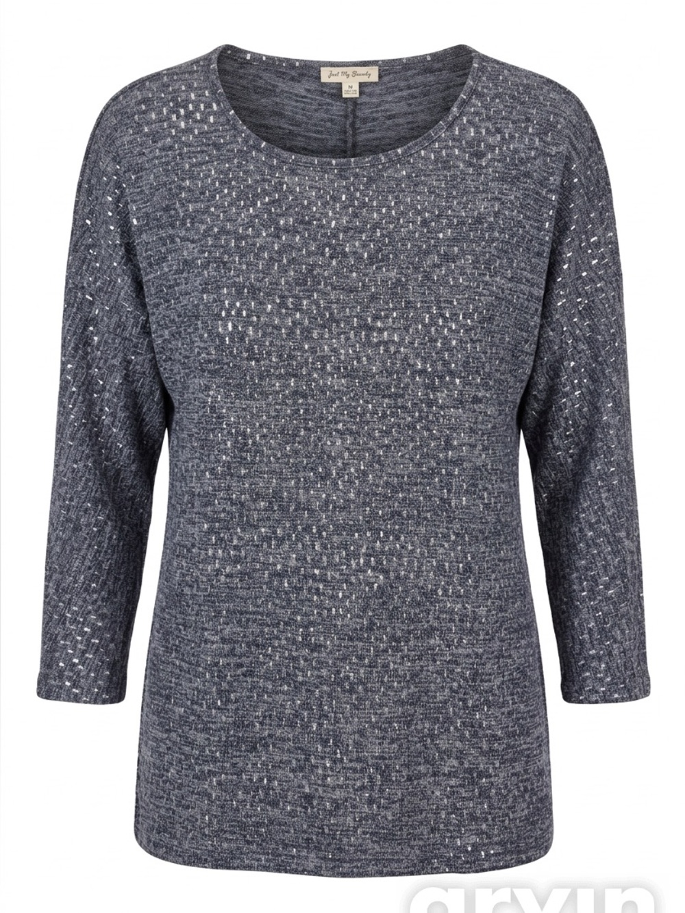 Relaxed Navy Textured Crewneck Sweatshirt